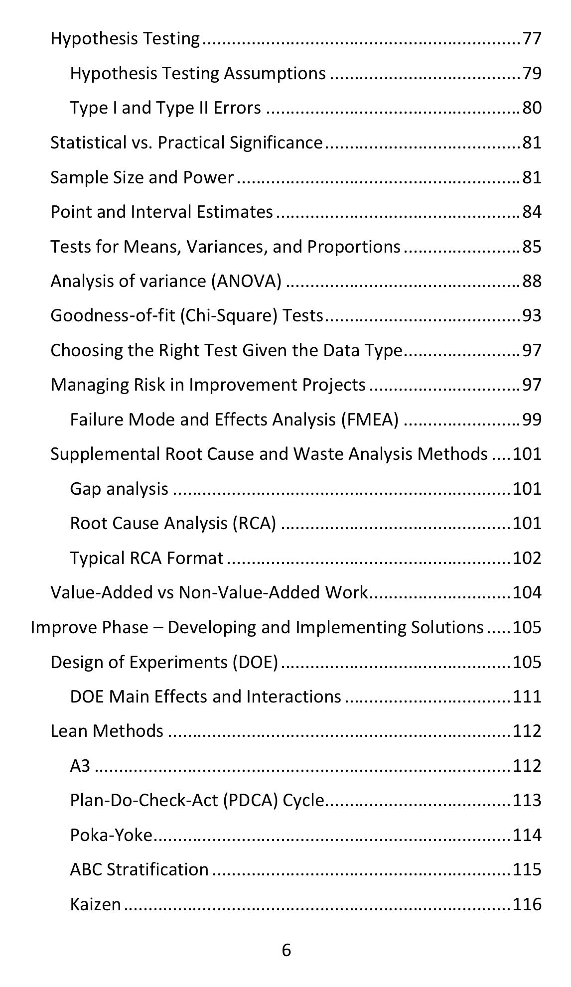 Bullet Point Lean Six Sigma