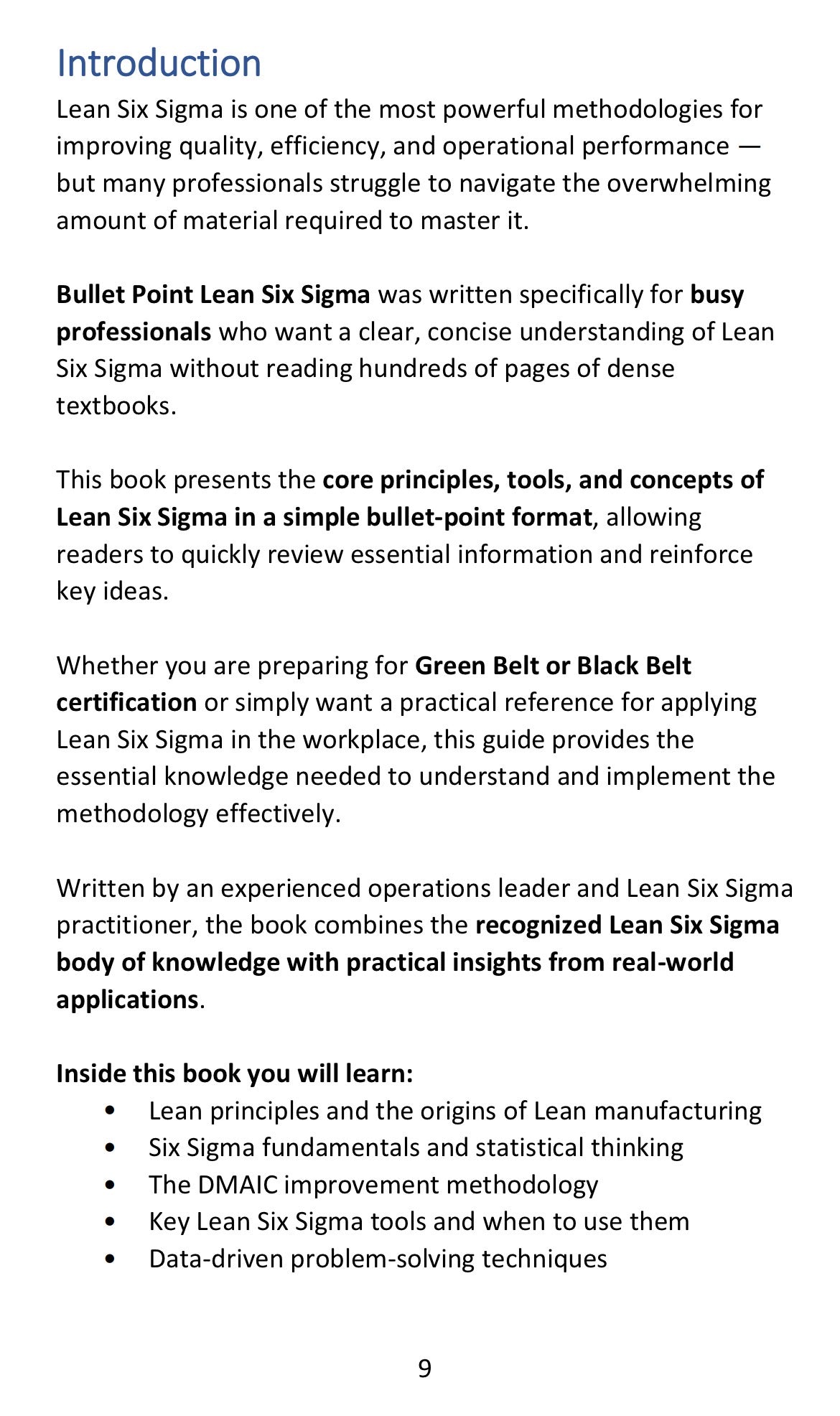 Bullet Point Lean Six Sigma