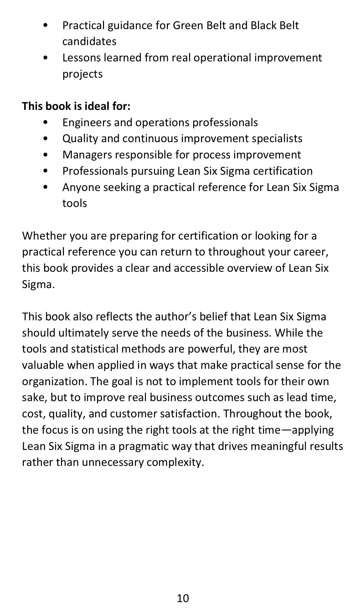 Bullet Point Lean Six Sigma